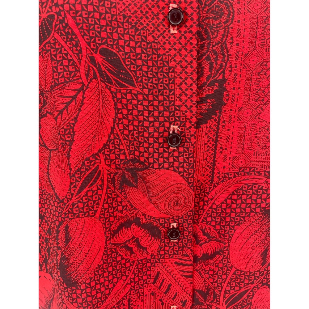 Vintage 80s 90s 100% Wool Red Black Floral Paisley Shirt Blouse 6 OVALROOM USA - Picture 5 of 10